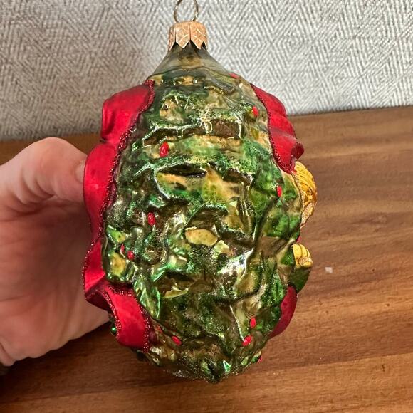 Vintage Kurt Adler Polonaise Five Golden Rings Glass Christmas Ornament Wreath - Picture 5 of 7